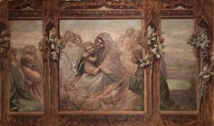 Virgen Con El Nino En Un Triptico Fingido by Jose Tova Villalba