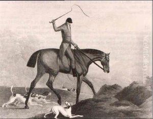 A Huntsman And Hounds In A Hilly Wooded Landscape by Charles Towne the Younger