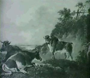 Cattle In An Extensive Landscape by Charles Towne the Younger