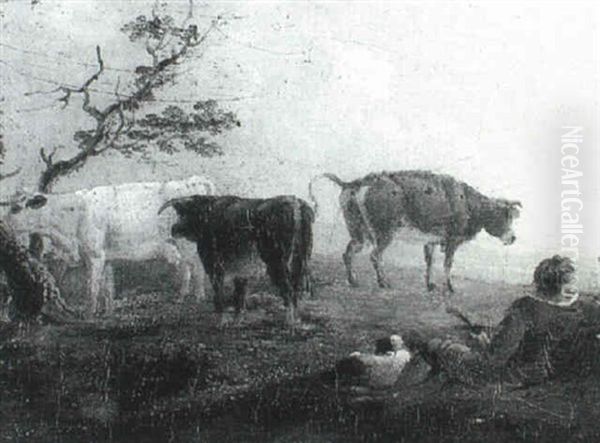A Herdsman With Cattle - view 1