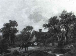 Horses Before A Cottage by Charles Towne the Younger
