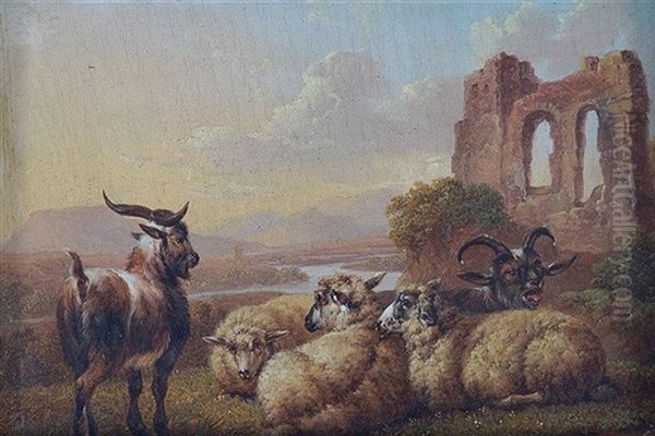 Goats And Cattle In A Landscape - view 1