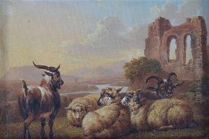 Goats And Cattle In A Landscape by Charles Towne