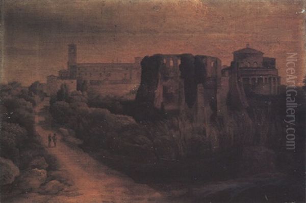 The Via Nomentana, Rome With The Church Of S. Agnese And S. Contanza - view 1