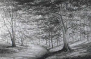 Wooden Landscape With Figures by Alfred Oliver Townsend