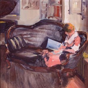 Woman On Sofa Reading by Harry Everett Townsend