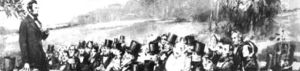 Abraham Lincoln Addressing Dignitaries At River's Edge by Harry Everett Townsend