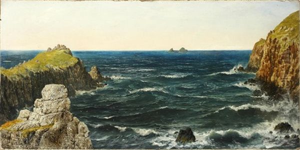 Low Water And Bad Weather, Kingsale Rock, Plymouth, Cornwall; Uncertain Weather At Pol Pre, Lands End. The Brisons In The Distance (2) (unframed) - view 1