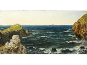 Low Water And Bad Weather, Kingsale Rock, Plymouth, Cornwall; Uncertain Weather At Pol Pre, Land's End. The Brisons In The Distance (2 Works) by Henry Edward Spernon Tozer
