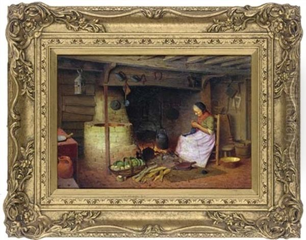 Knitting Beside The Kitchen Hearth - view 1