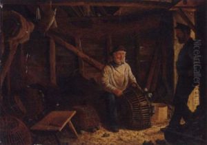 Mending The Lobster Pots by Henry Edward Spernon Tozer