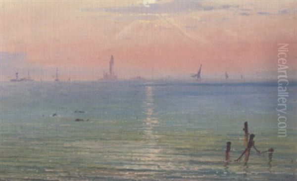 Fischerboote Und Leuchtturm Im Meer - view 1