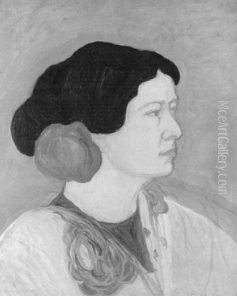 Portrat Einer Frau Mit Blute Im Haar - view 1