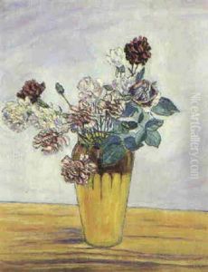 Stilleben Mit Nelken In Einer Jugenstilvase by Albert Trachsel