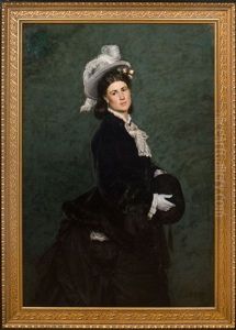 Portrait Of A Woman In A Feathered Hat by John Martin Tracy
