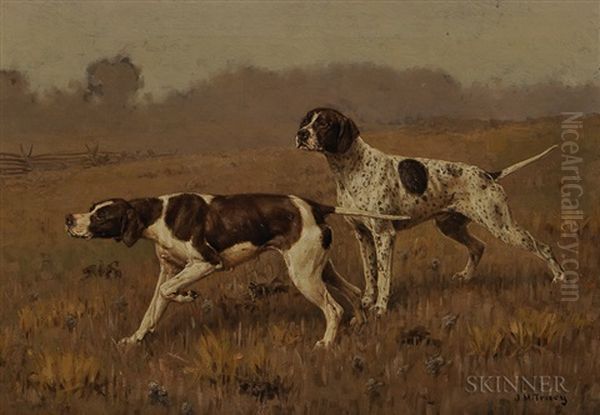Two Hunting Dogs In A Landscape - view 1