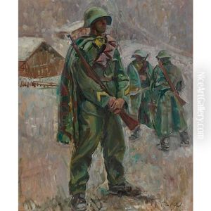 Schildwache Im Schnee by Friedrich Traffelet