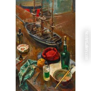 Ateliertisch Mit Schiff by Friedrich Traffelet