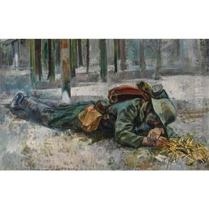 Soldat Im Winterlichen Wald by Friedrich Traffelet