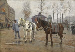 Hastar Pa Parisgata by Carl Ludwig Traegardh