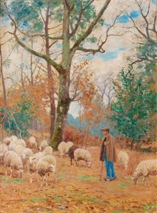 Autumn Landscape With Shepherd by Carl Ludwig Traegardh