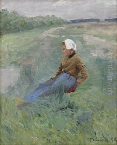 Flicka Pa Sommarang by Carl Ludwig Traegardh