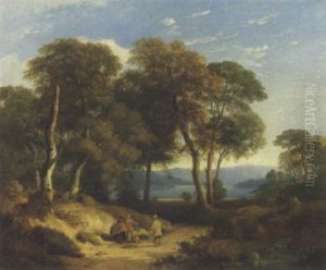 Rustics Resting By The River Exe, Devon by William Traies