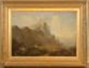Scottish Highlands With Cattle And Cottage by Edward Train