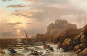 Figures Before A Castle On A Rocky Coast