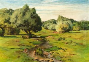 Landschaft Am Niederrhein Mit Bachlauf by Wilhelm Tramp