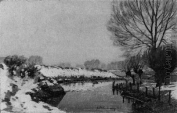 Norddeutsche Fluslandschaft Im Winter - view 1