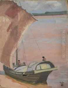 Voile Sur Le Fleuve Rouge (sail On The Red River) by  Tran Binh Loc