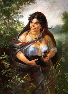 Gipsy Girl With A Black Hen