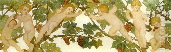 Putti Frolicking In A Vineyard - view 1