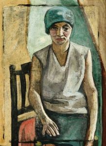 Sitzende Frau Mit Blauem Hut (marietta O.) by Karl Tratt
