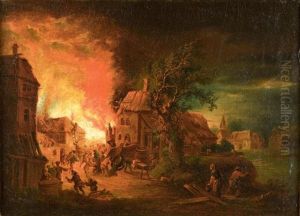 Incendies Nocturnes (pair) by Johann Georg Trautmann