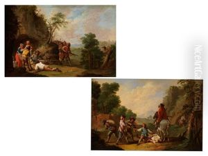 Dert Uberfall (+ Die Verhaftung; Pair) by Johann Georg Trautmann
