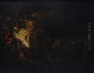 Nachtliches Inferno (+ Another; Pair) by Johann Georg Trautmann