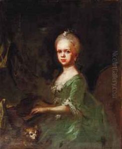 Portrait Of A Young Girl, Three-quarter-length, Playing The Pianoforte, In A Green Dress, With A Dog Portrait Of A Young Girl, Three-quarter-length, Playing The Pianoforte, In A Green Dress, With A Dog