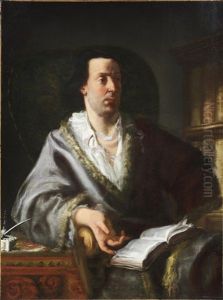 Portrait Of A Gentleman, Three-quarter-length, In A Silk Fur-trimmed Coat, Seated At His Desk, Holding A Book by Gaspare Traversi