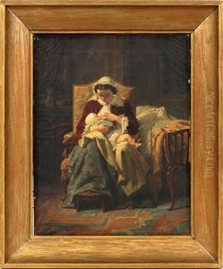 Mother & Child by Jean-Baptiste Jules Trayer