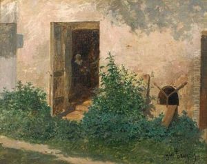Porte Ouverte Sur Le Jardin by Jean-Baptiste Jules Trayer