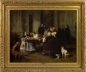Reunion De Famille by Jean-Baptiste Jules Trayer