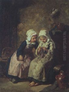 Zwei Freundinnen by Jean-Baptiste Jules Trayer