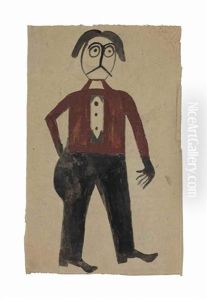 Man With Red Shirt by Bill Traylor