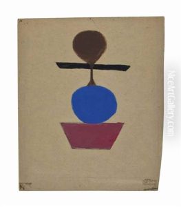 Red, Blue, Black And Brown Construction by Bill Traylor