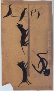 Dog Treeing Cat by Bill Traylor