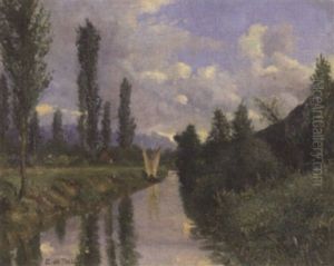Kanallandschaft Mit Segelboot