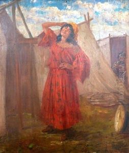 Jeune Fille A La Robe Rouge by Maurycy Trebacz
