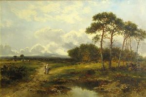 A Pastoral Landscape With Two Figures By A Pond A Pastoral Landscape With Two Figures By A Pond